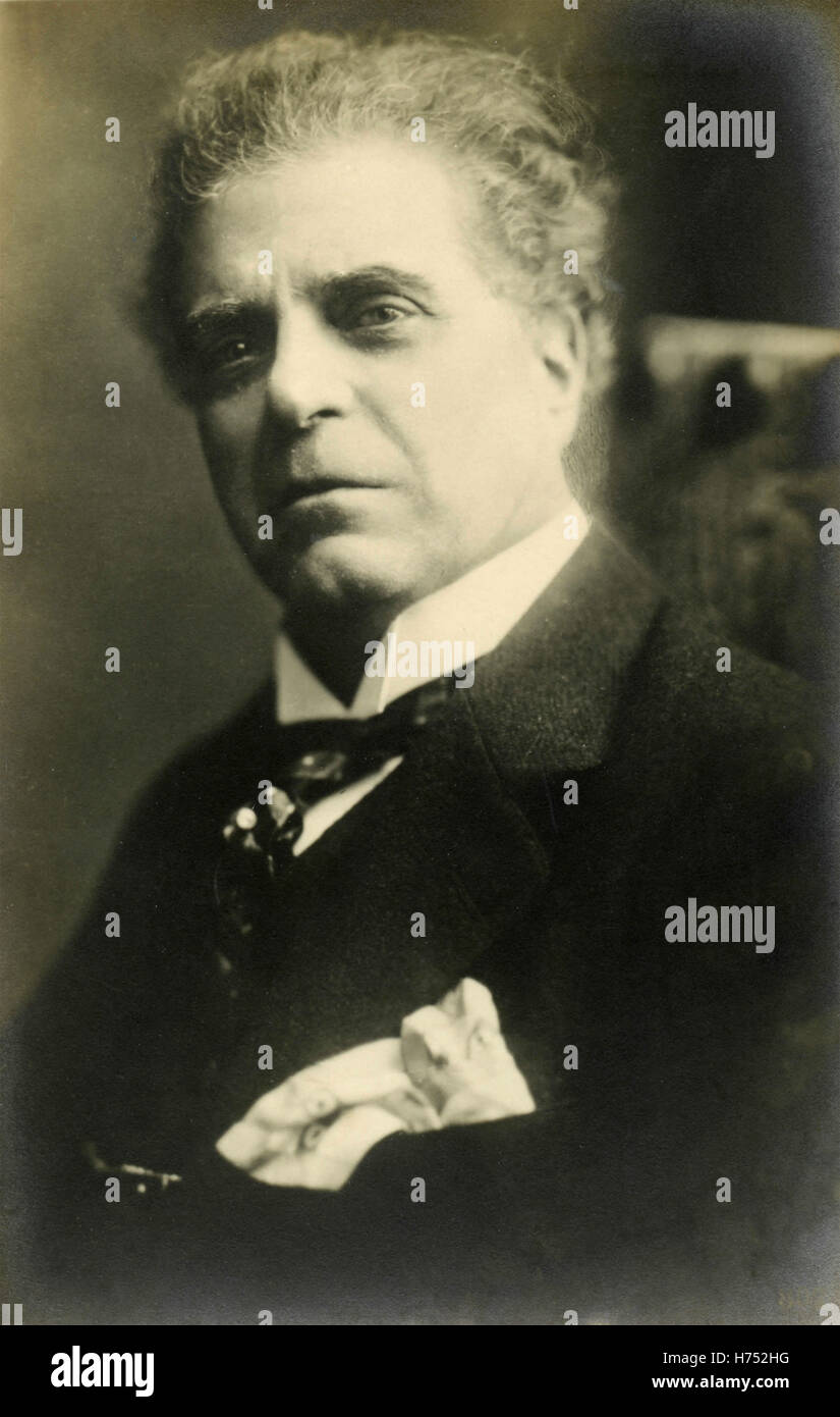 Ritratto del compositore italiano Pietro Mascagni Foto Stock