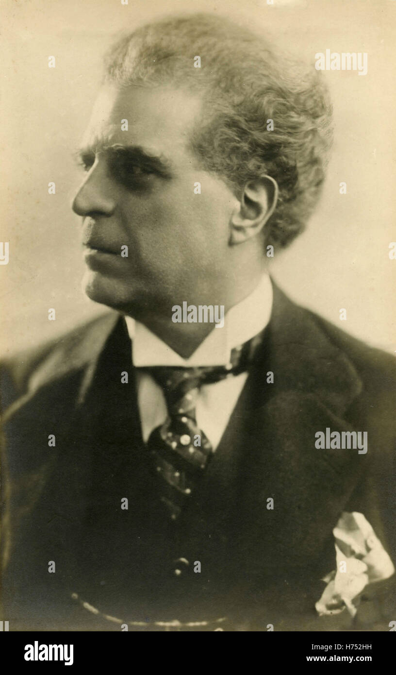 Ritratto del compositore italiano Pietro Mascagni Foto Stock