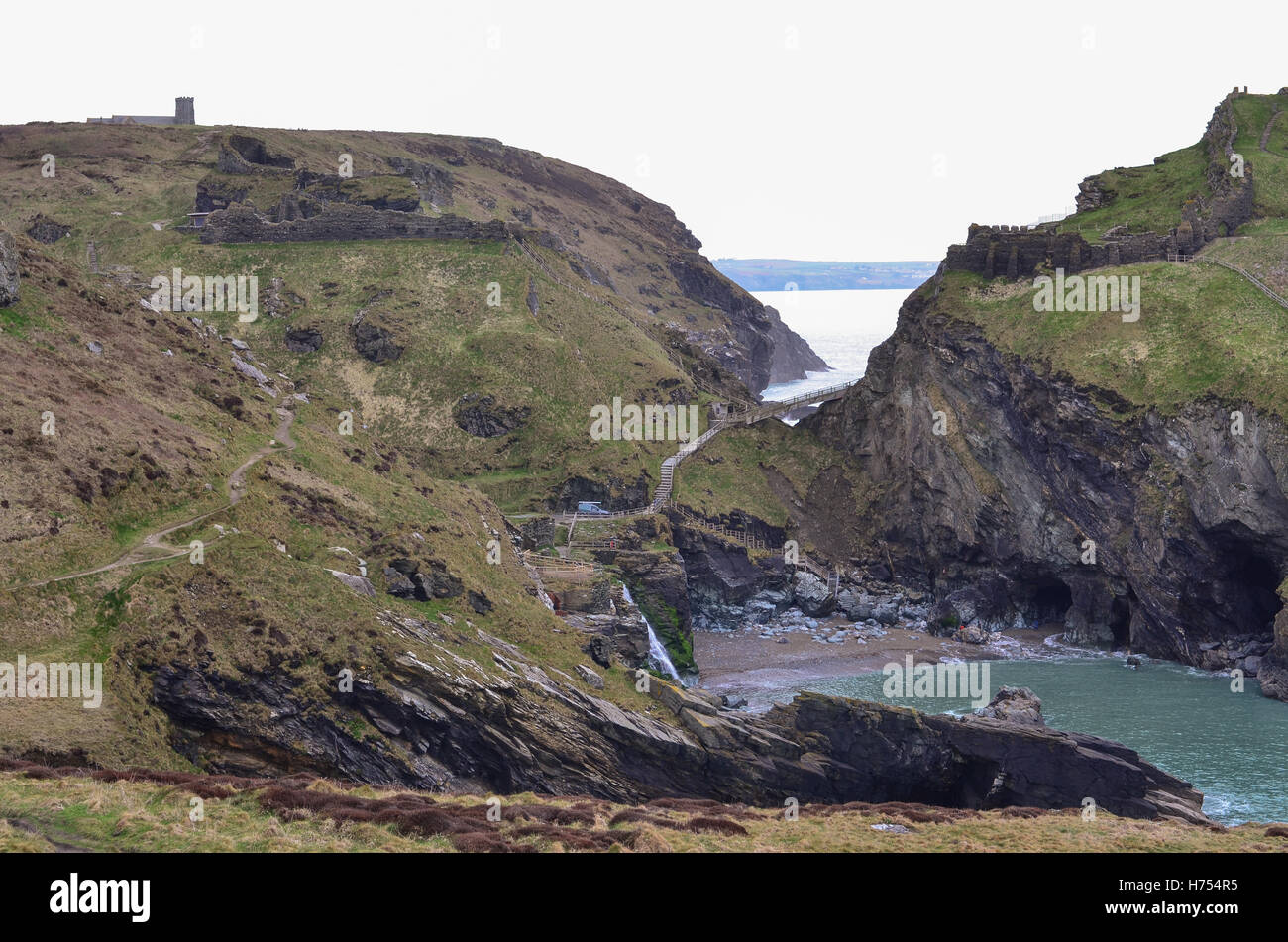 Tintagel Castle, Tintagel, Cornwall, Sud Ovest Inghilterra, England, Regno Unito Foto Stock