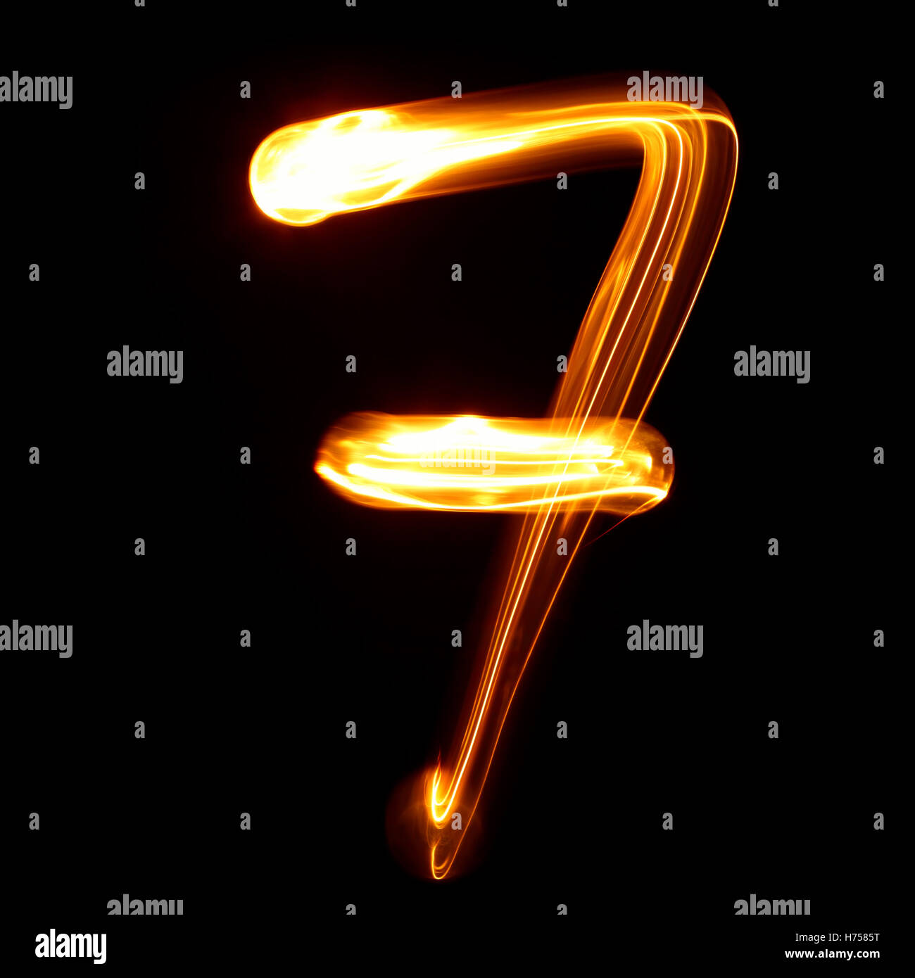 7 - fotografate dai numeri di luce Foto Stock