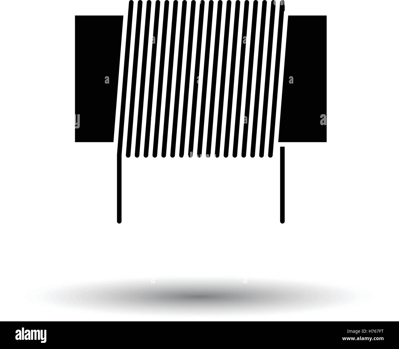 Bobina di induttanza e la relativa icona. Sfondo bianco con ombra design. Illustrazione Vettoriale. Illustrazione Vettoriale