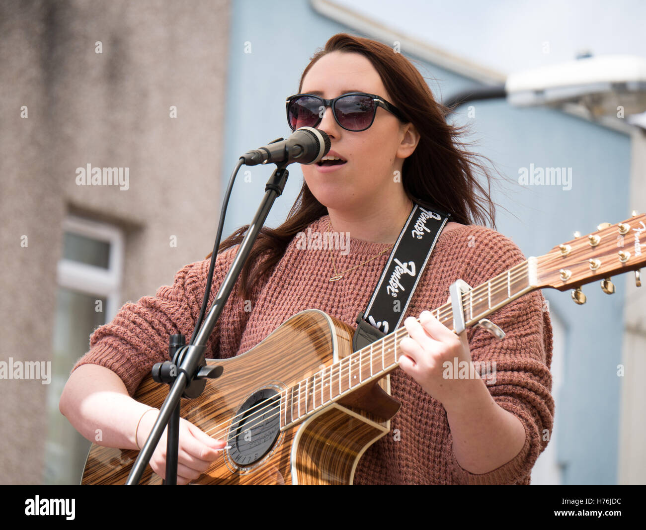 Il cantante al festival di musica Foto Stock