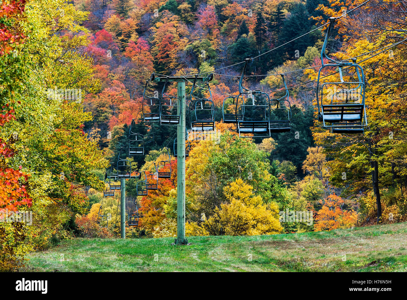 Mad River Glen Ski Resort in autunno, Vermont, USA. Foto Stock