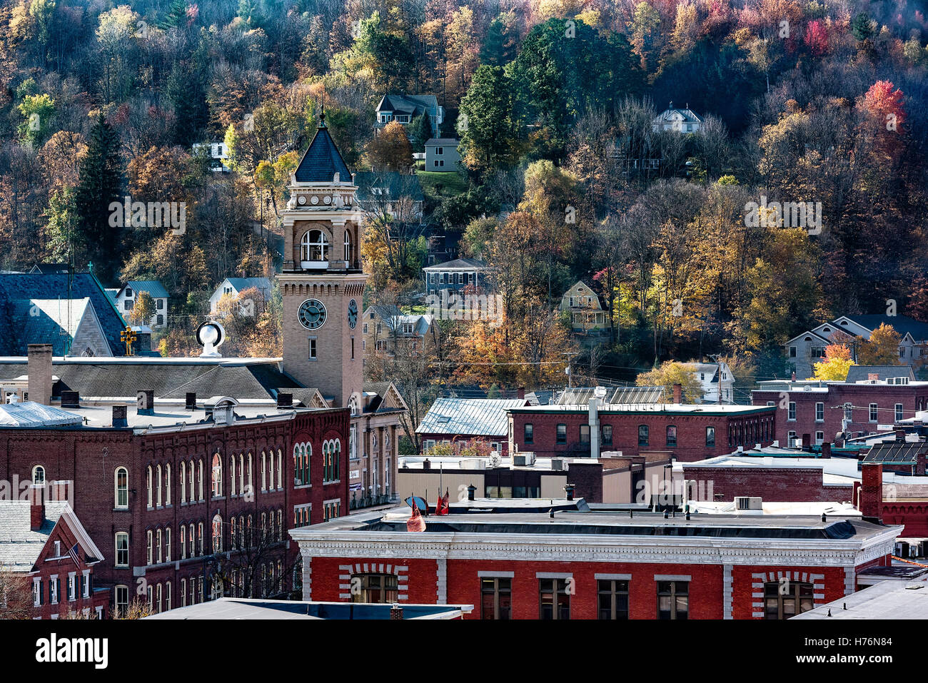 Vista autunnale del centro di Montpelier. Vermont, USA. Foto Stock