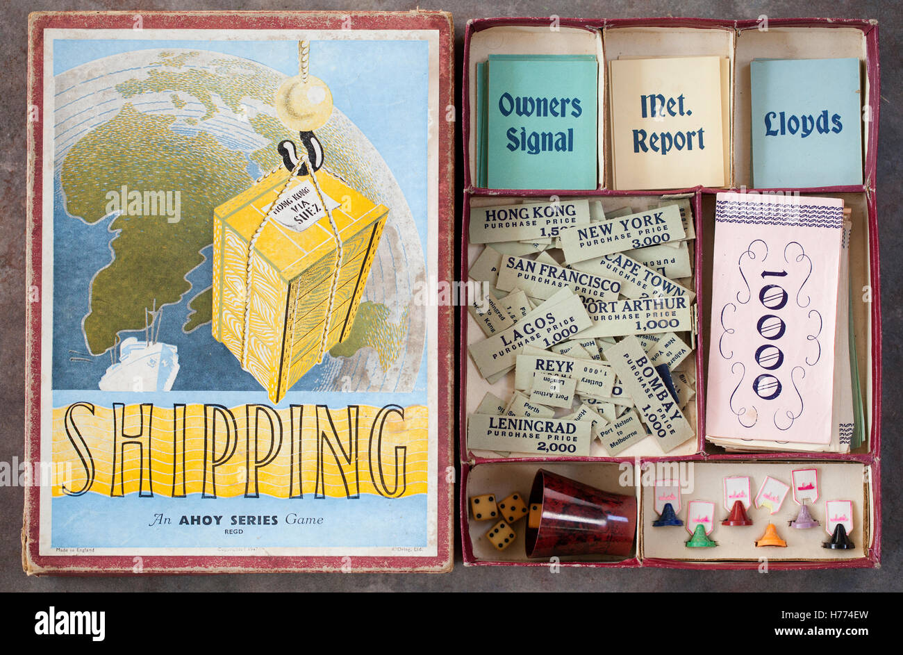Vintage anni quaranta spedizioni gioco di bordo da Ahoy Foto Stock