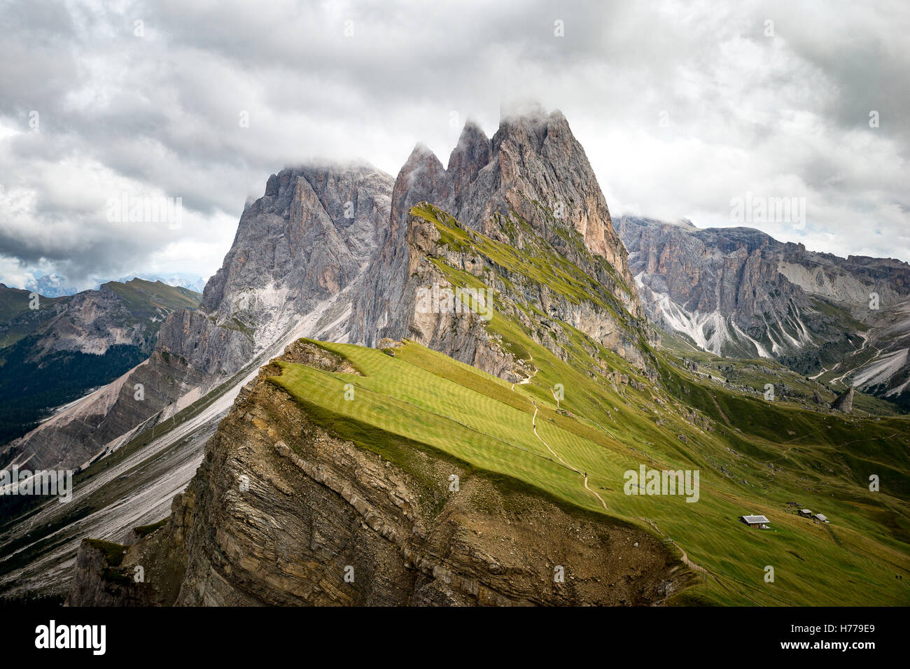 La Dolomite paesaggio di montagna, Val Gardena, Alto Adige, Italia Foto Stock