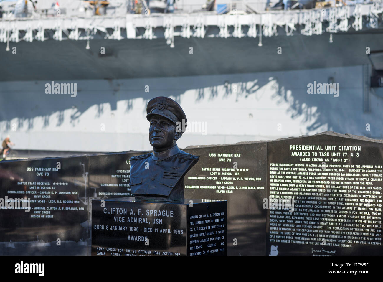 Battaglia di Leyte Golfo Memorial, Tonno Harbour Park, San Diego, California Foto Stock