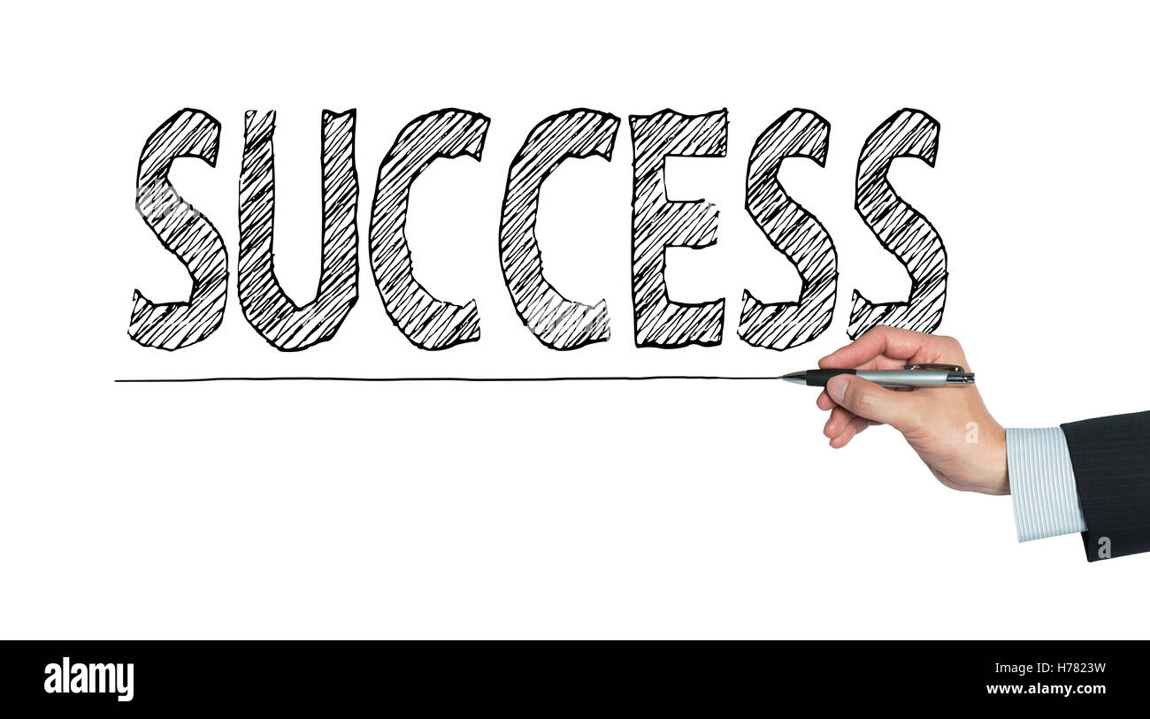 Successo scritto a mano, la scrittura sul pannello trasparente, foto Foto Stock