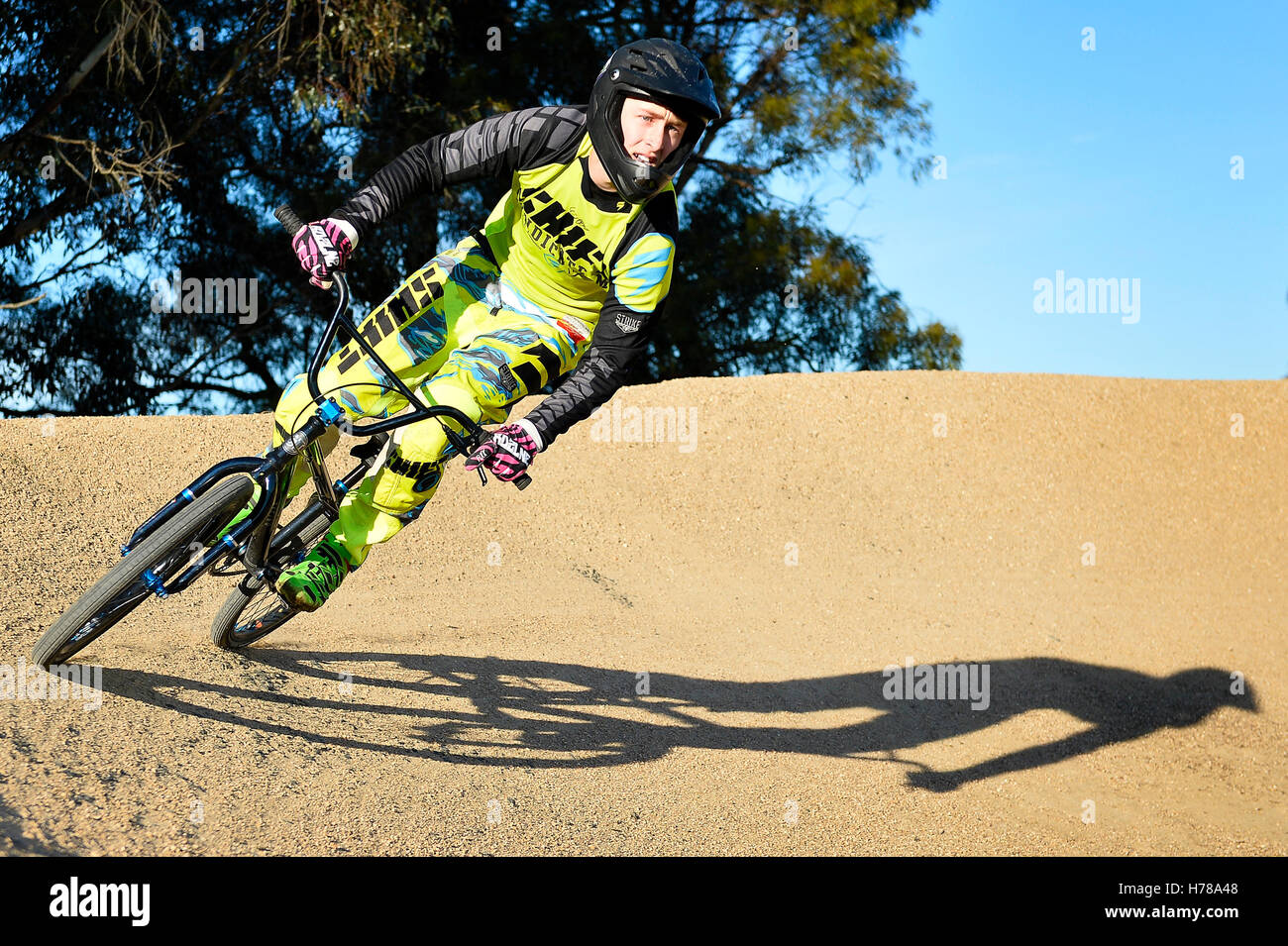 BALLARAT, Victoria, Australia - 24 Ottobre 2016: fotografie di Ballarat rider BMX Sean meglio alla Ballarat BMX via. (Foto Foto Stock