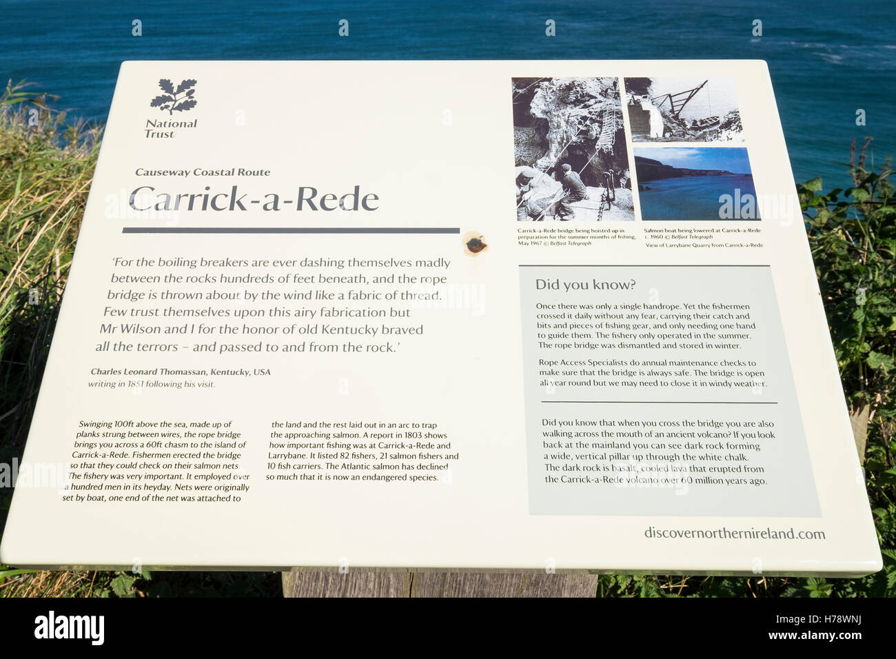 Informazioni turistiche pensione a Carrick a Rede sul nord linea costiera di Antrim, Irlanda Foto Stock