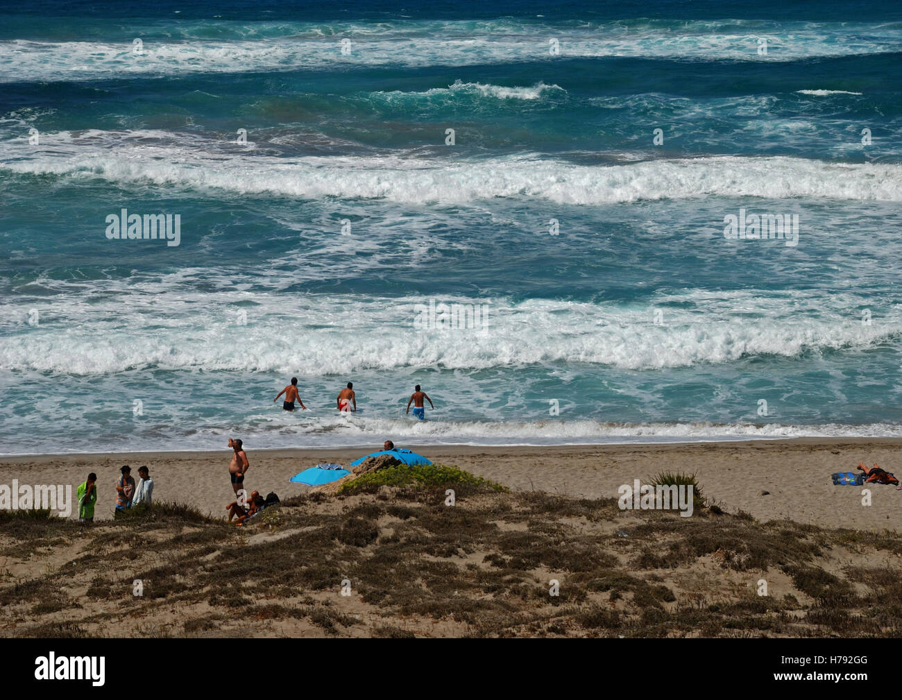 Spiaggia in Sardegna e penisola del Sinis, Italia. Foto Stock