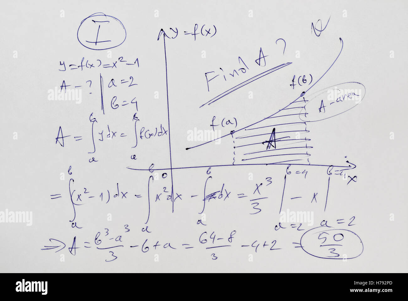 Calcolo Differenziale ed esempio avanzato di analisi matematica Foto Stock