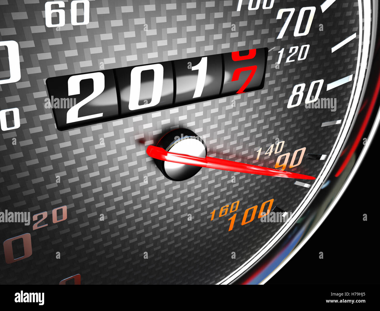 Il giorno di anno nuovo 2017 tachimetro rendering 3D Foto Stock