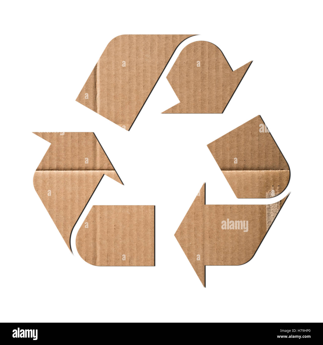 Simbolo di riciclaggio di cartone ondulato Foto Stock