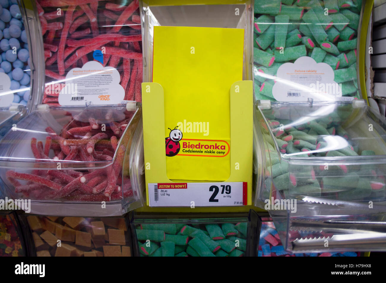 Shopping, Biedronka supermercato, vino gum, winegums, dolci Foto Stock