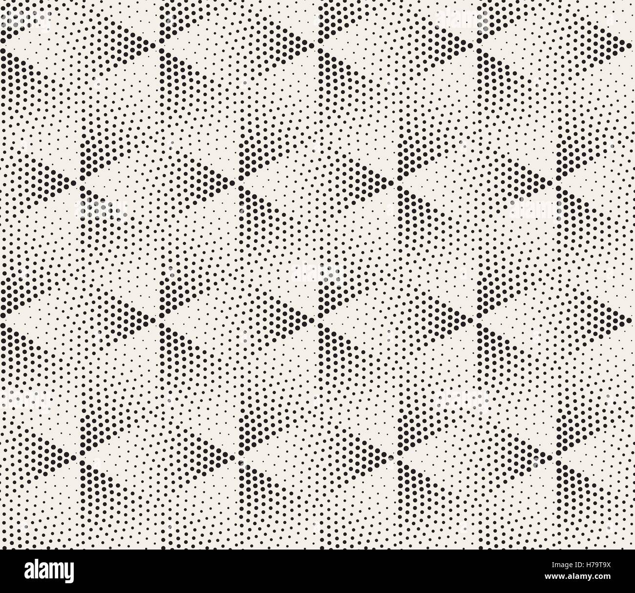 Vector Seamless in bianco e nero Dot puntinismo rombo geometrico modello cubo Illustrazione Vettoriale