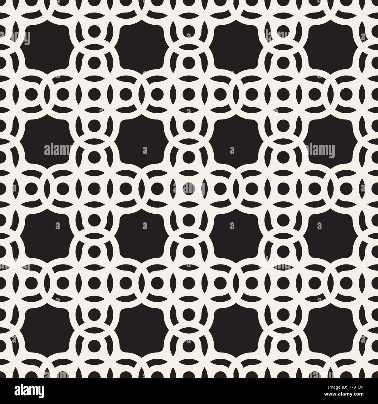 Vector Seamless in bianco e nero ad arco di cerchio disegno quadrato Illustrazione Vettoriale