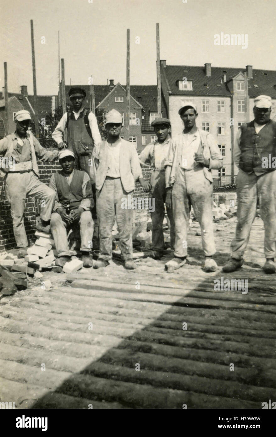 Un gruppo di lavoratori edili, Danimarca Foto Stock