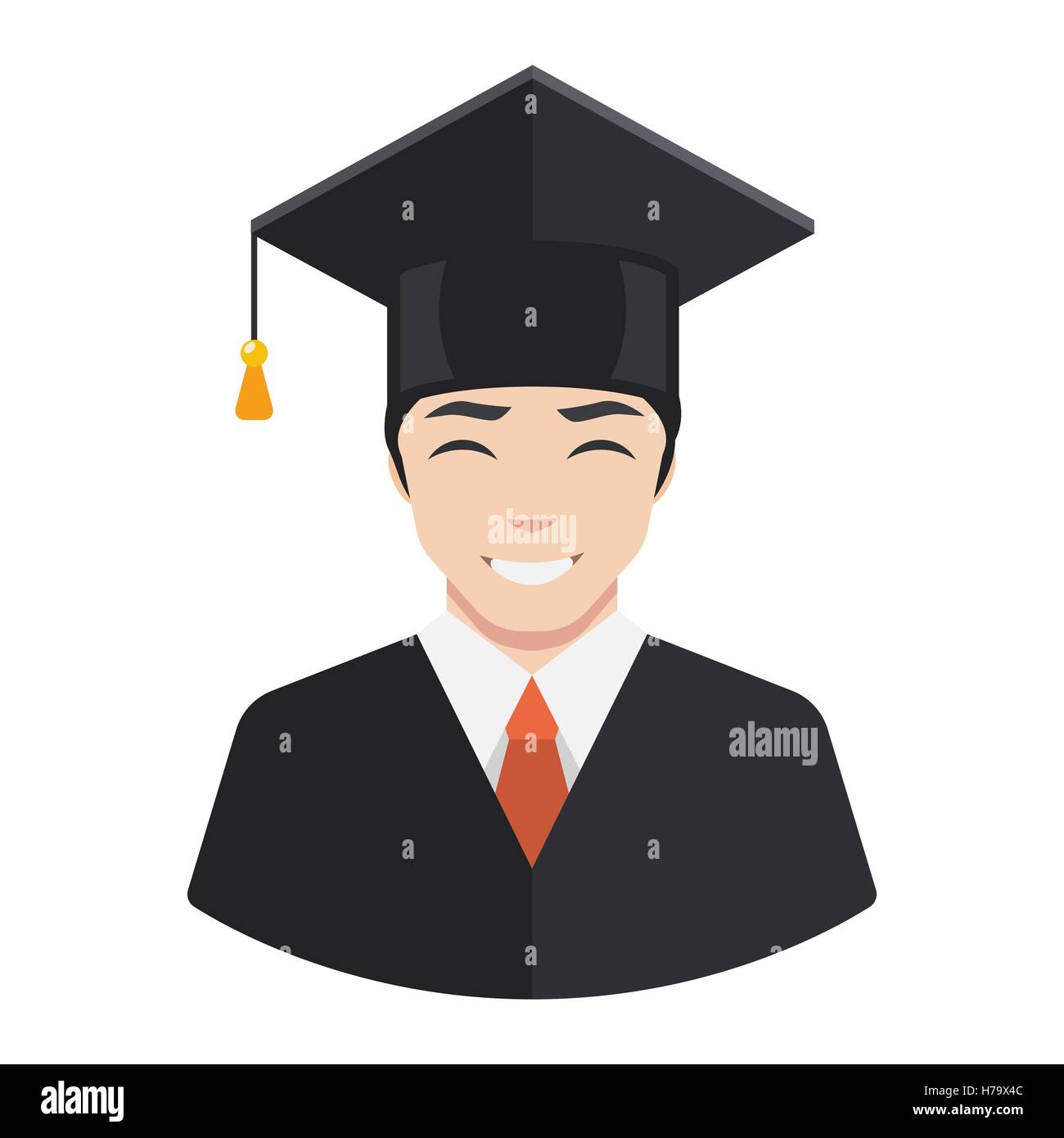 Sorridente studente laureato avatar maschio icona piatta Illustrazione Vettoriale