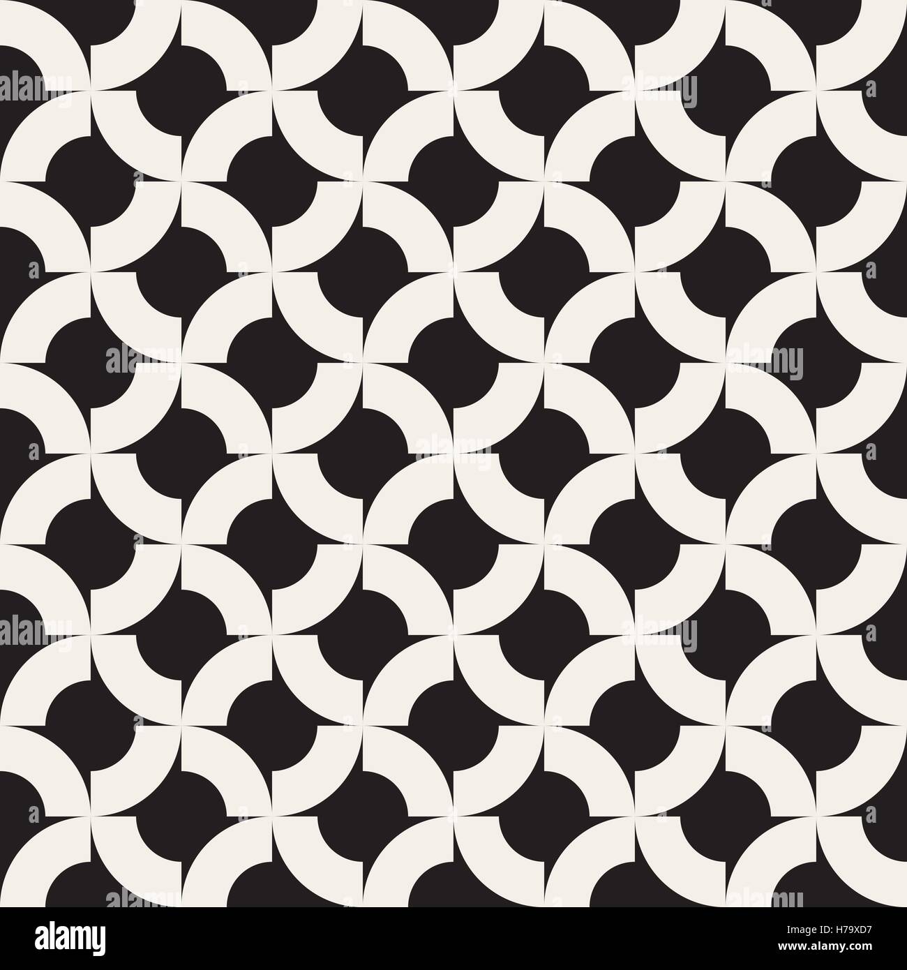 Vector Seamless in bianco e nero geometrico archi arrotondati Pattern Illustrazione Vettoriale