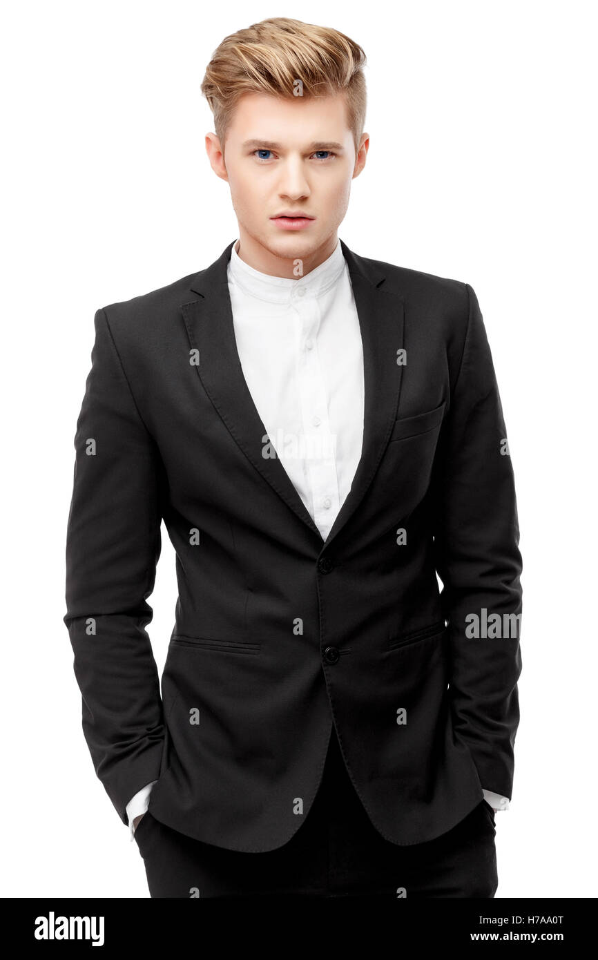 Ritratto di un giovane bello business man. Foto Stock