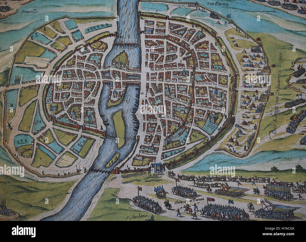 Il francese guerre di religione. L'assedio di Parigi di Enrico IV, Agosto 1590. Foto Stock