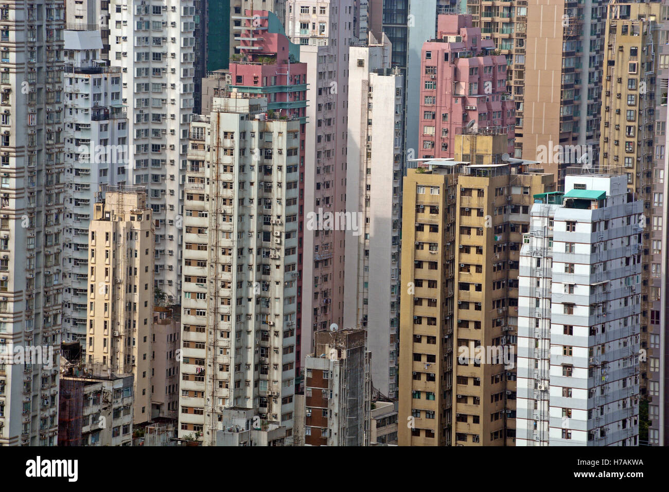 Vista aerea su edificio residenziale Victoria Island Hong Kong Cina Foto Stock