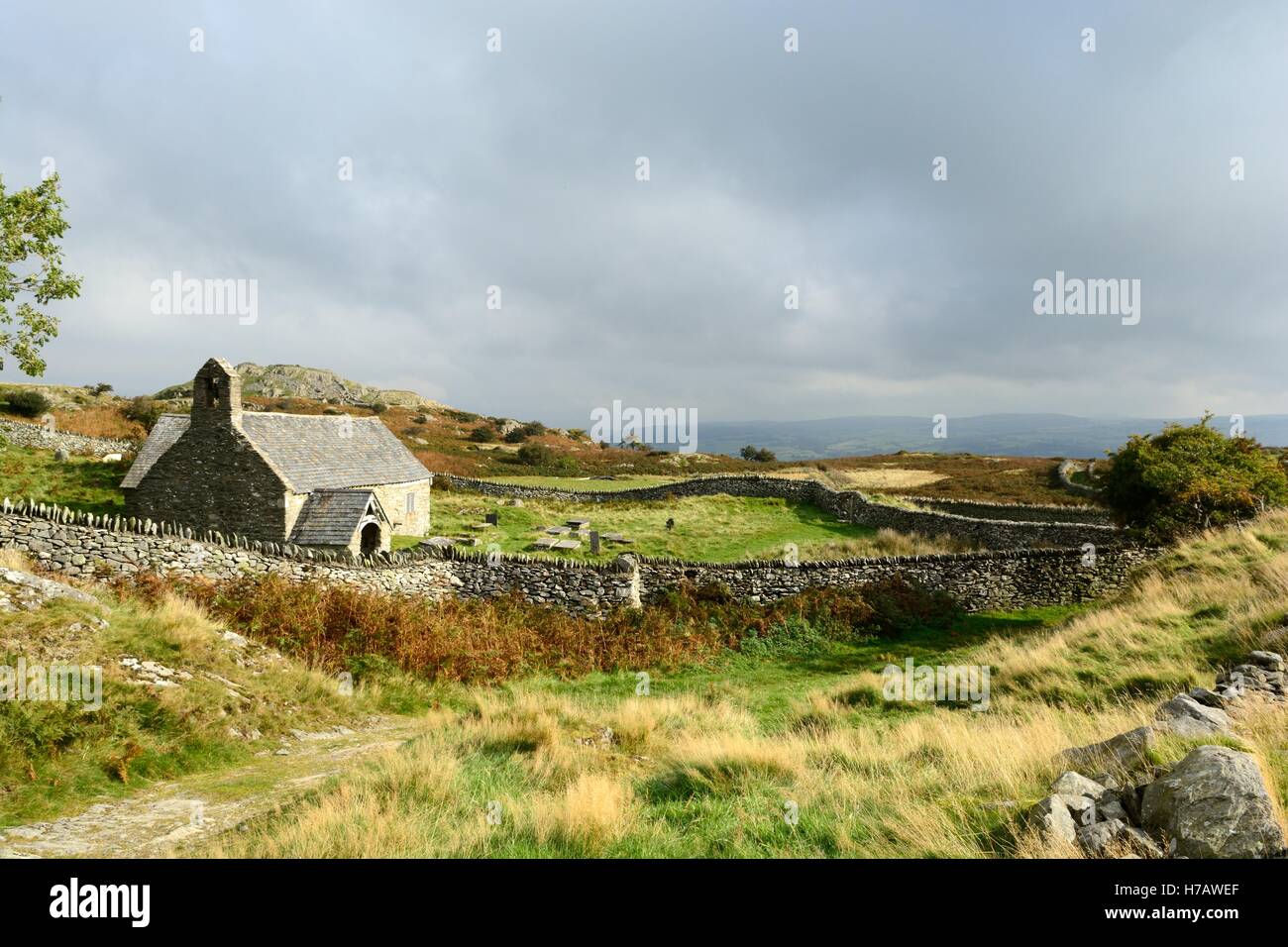 St Celynin vecchia Chiesa Parrocchiale Llangelynin Conwy Wales Foto Stock