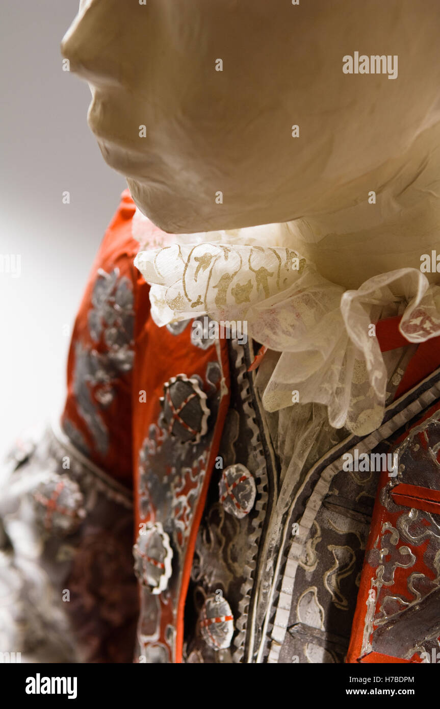 Ragazzo del viso e giacca, replica storica della carta, costume da Isabelle de Borchgrave Foto Stock