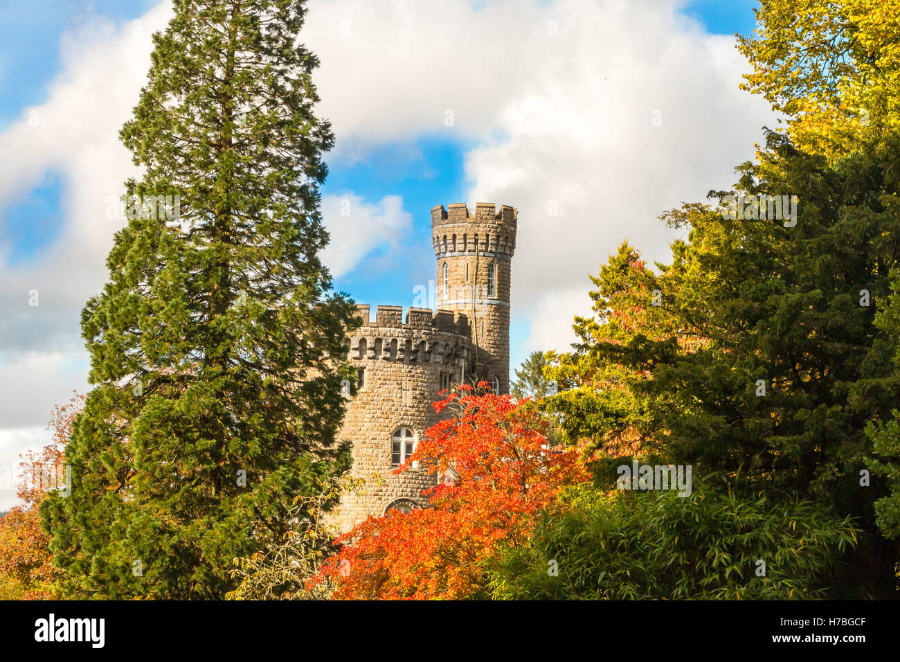 Cyfarthfa Castle e Park, Merthyr Tydfil, nel Galles del Sud in una giornata autunnale Foto Stock