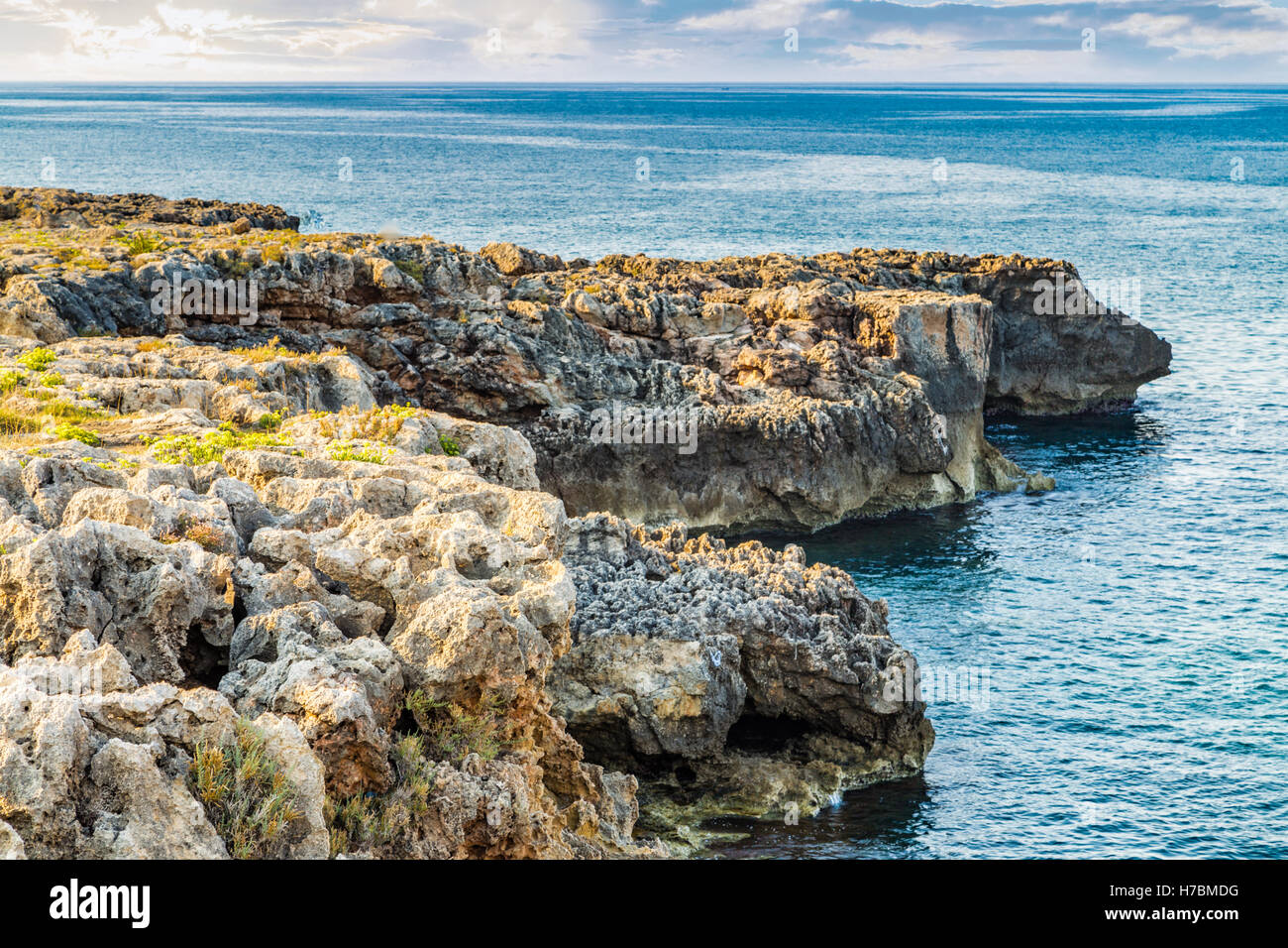 Rocky fascia costiera della Puglia Foto Stock