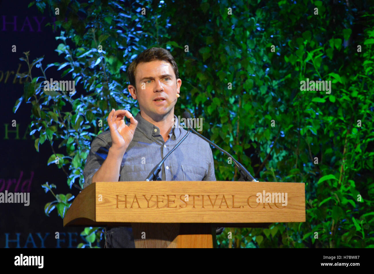 Owen Sheers presso la Hay Festival 2014 Foto Stock