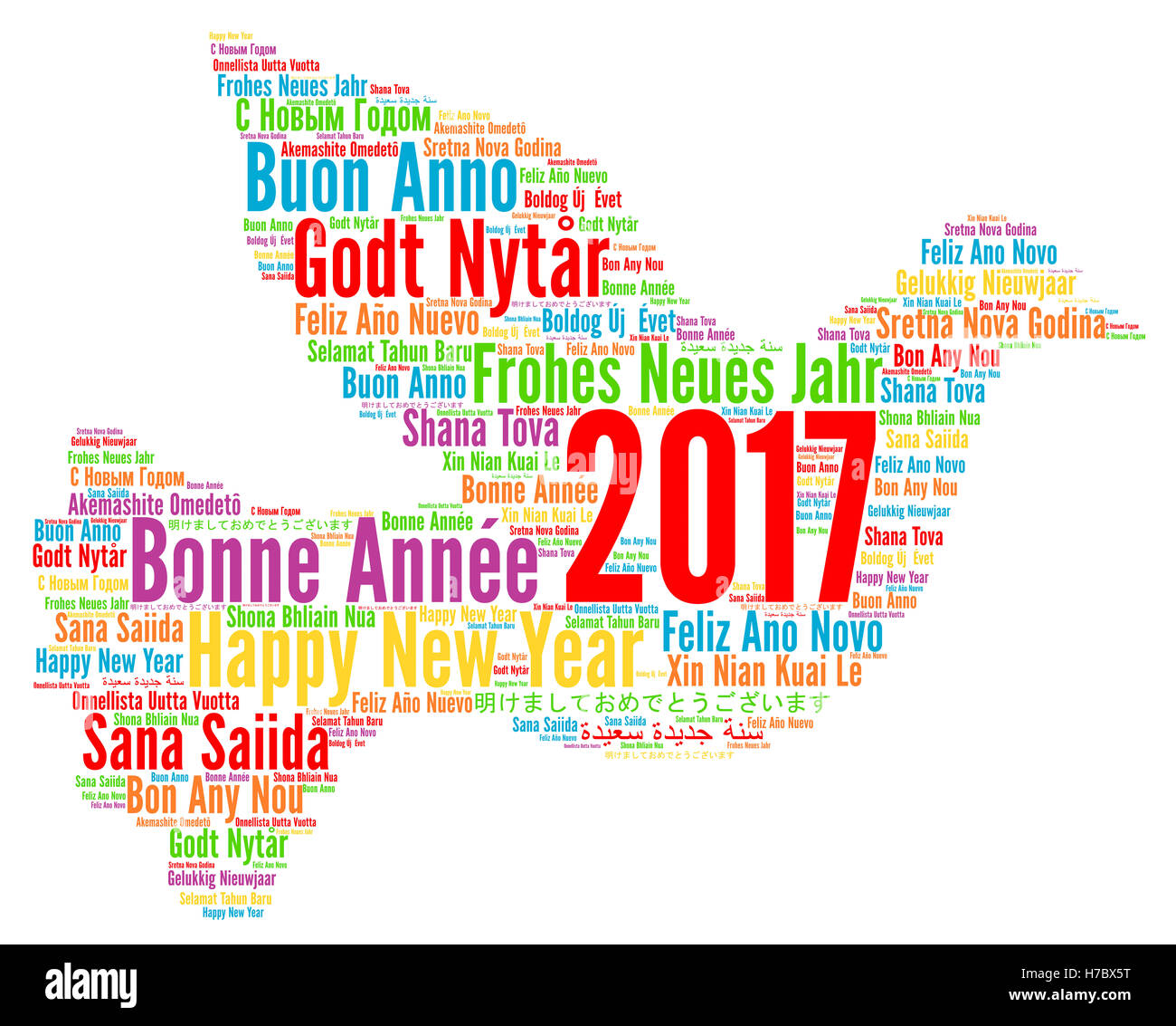 Felice Anno Nuovo 2017 in diverse lingue Foto Stock