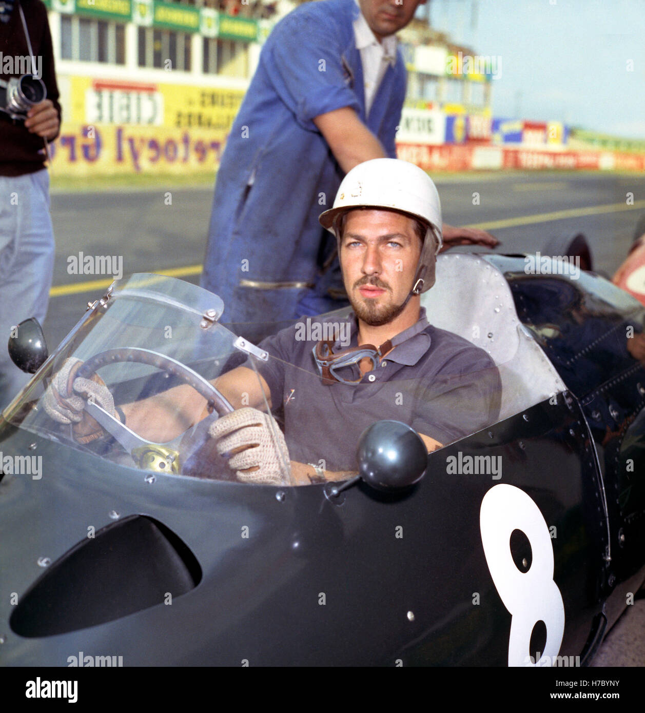 1960 Jo svedese Bonnier motor racing driver Reims Francia Foto Stock