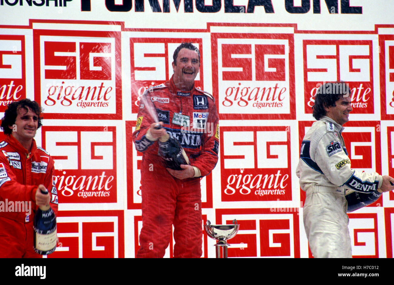 1986 Nigel Mansell Portogallo podio Foto Stock