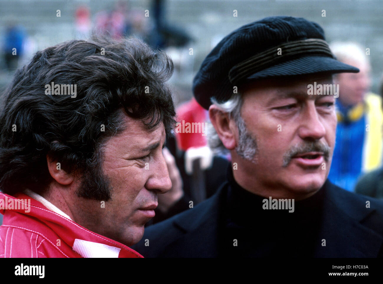 Mario Andretti e Colin Chapman Foto Stock