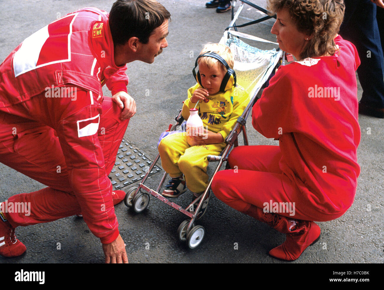 Nigel Mansell con la moglie Rosanne e figlio Foto Stock