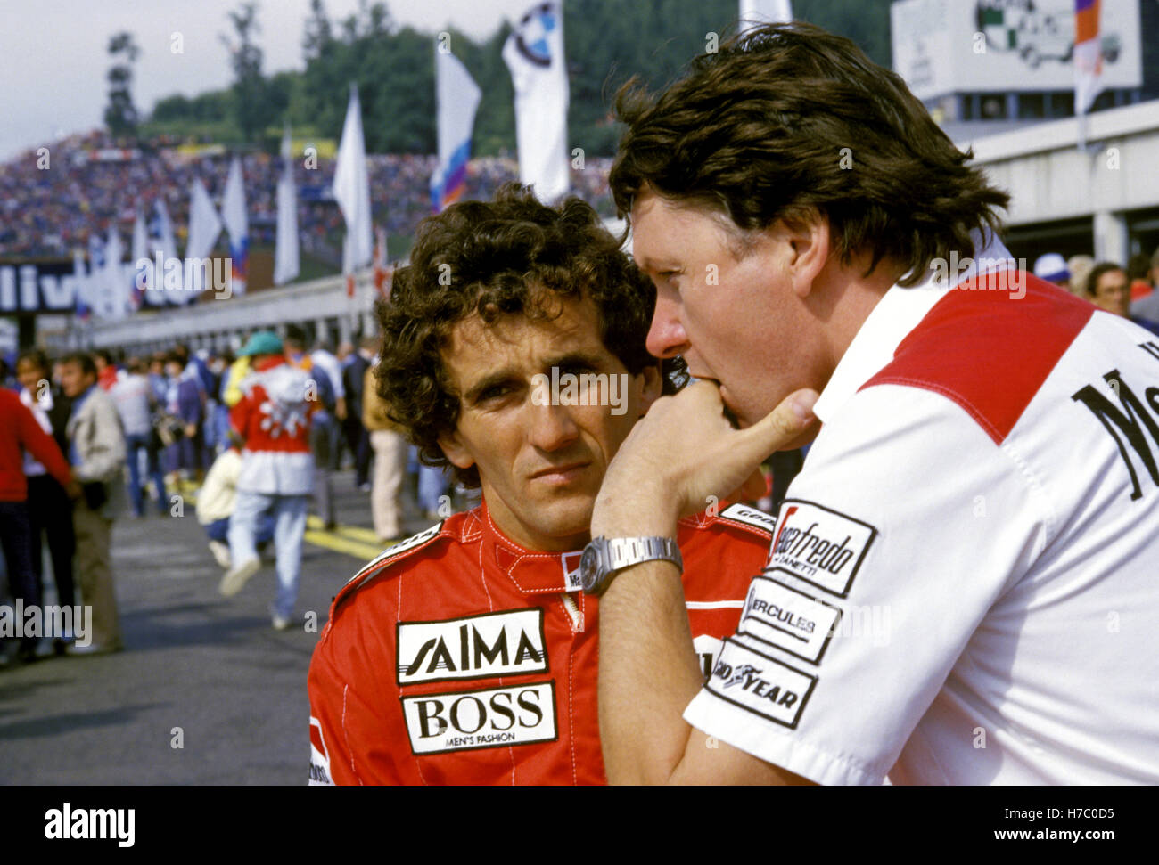 Alain Prost e ingegnere John Barnard Foto Stock