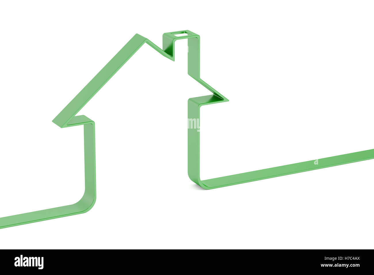 Green home logotipo, rendering 3D Foto Stock