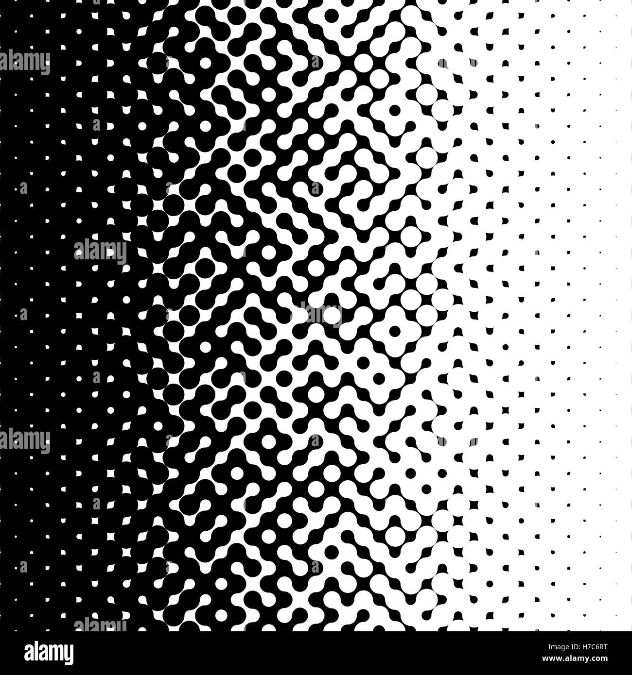 Raster senza giunture in bianco e nero Truchet Halftone Pattern di gradiente Foto Stock
