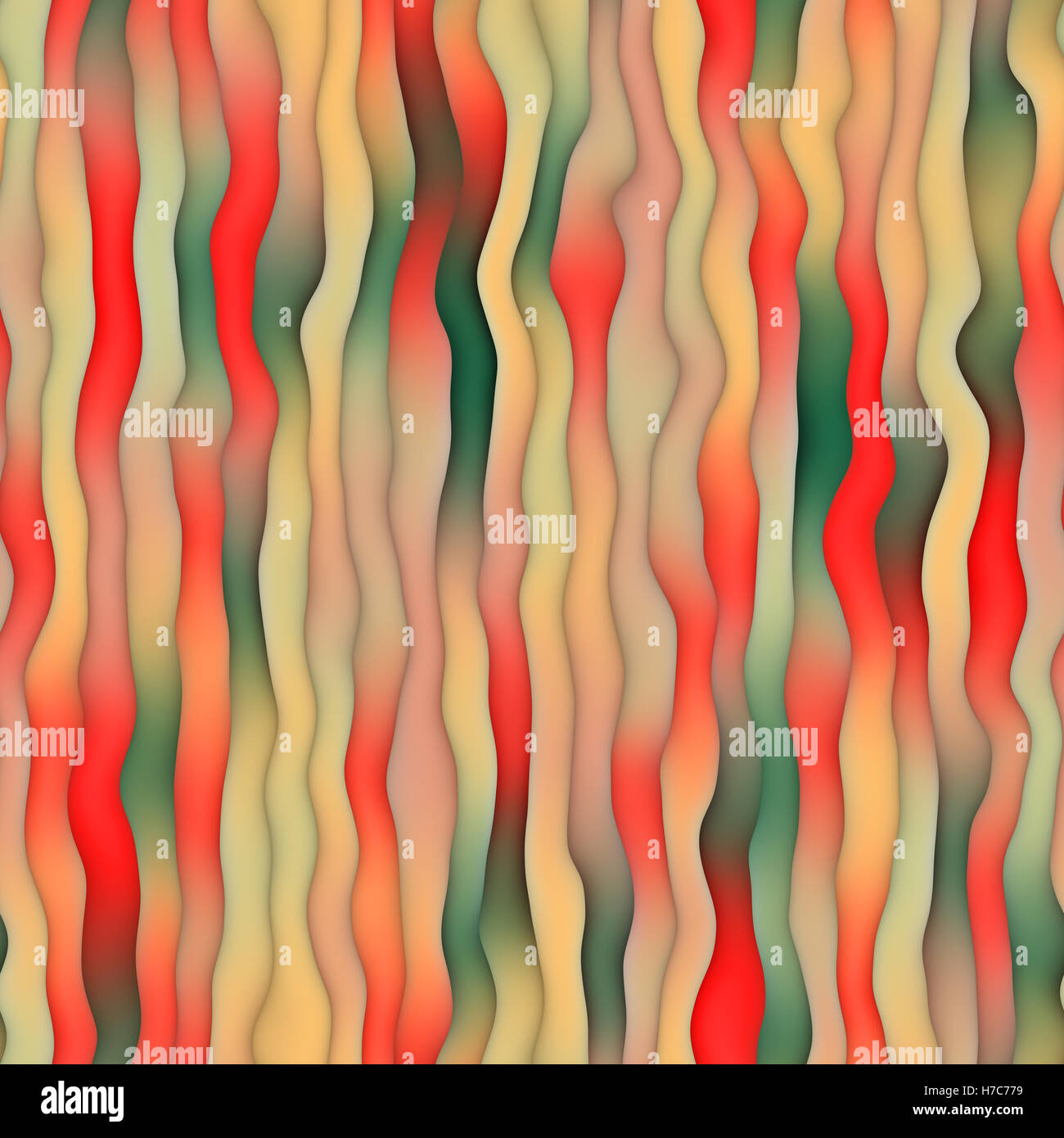 Raster senza giunture ondulata distorto strisce gradiente modello retrò in rosso verde e marrone Colori Foto Stock
