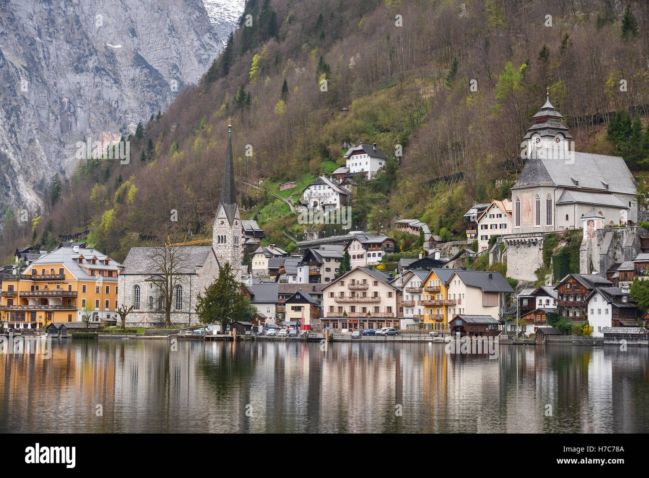 Lago Hallstatt, Hallstatt, Austria Foto Stock