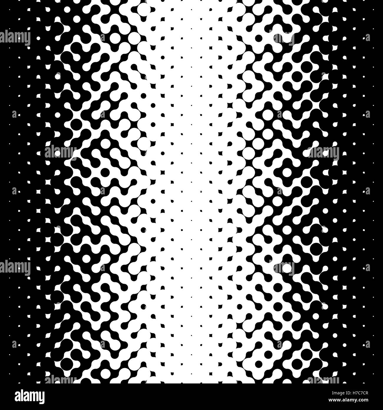 Raster senza giunture in bianco e nero Truchet Halftone Pattern di gradiente Foto Stock