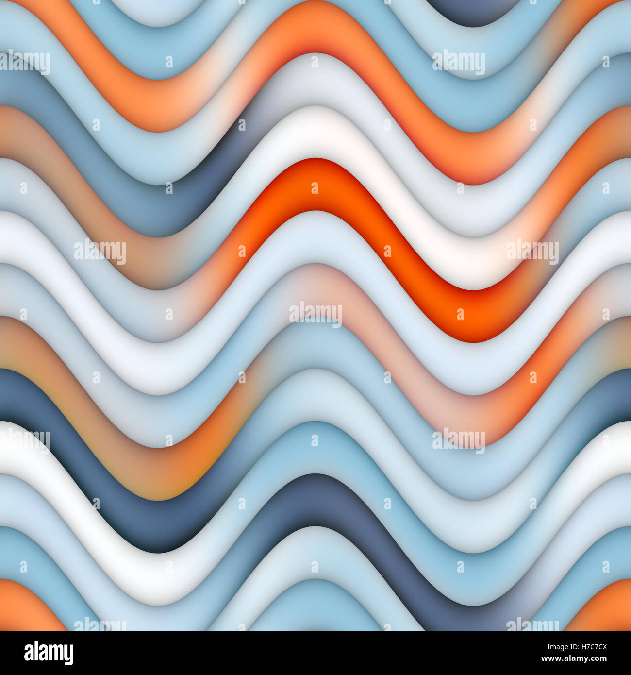 Raster senza giunture Arancio Blu gradiente di linee ondulate Pattern di strisce Foto Stock