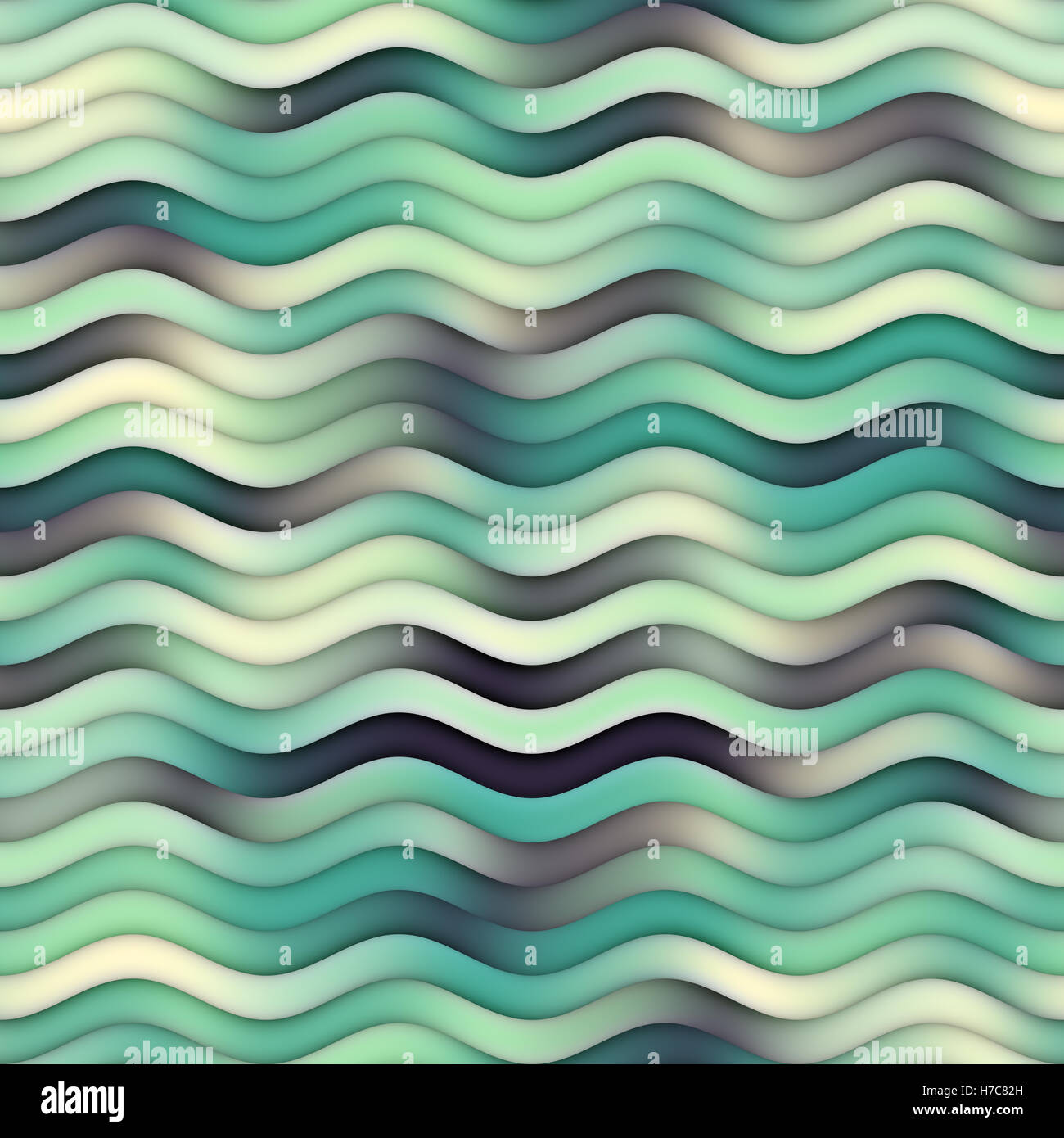 Raster senza giunture Marina Teal colore bianco sfumature oceano gradiente linea ondulata Pattern Foto Stock