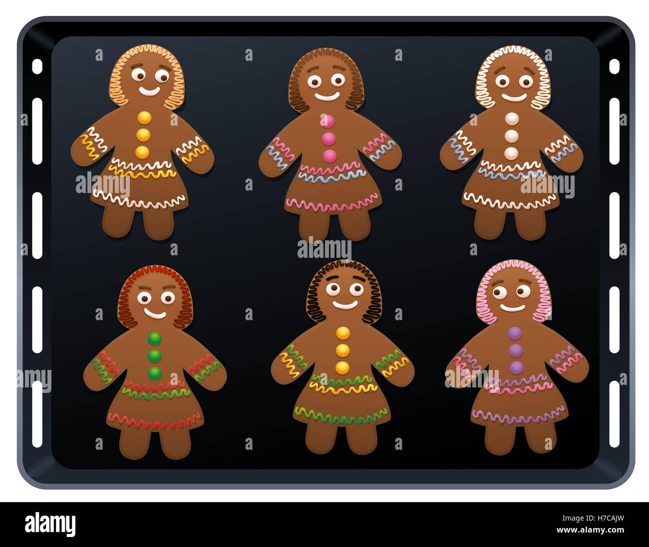 Gingerbread donne sulla piastra di cottura - molto carino e dolce biscotti di Natale. Foto Stock
