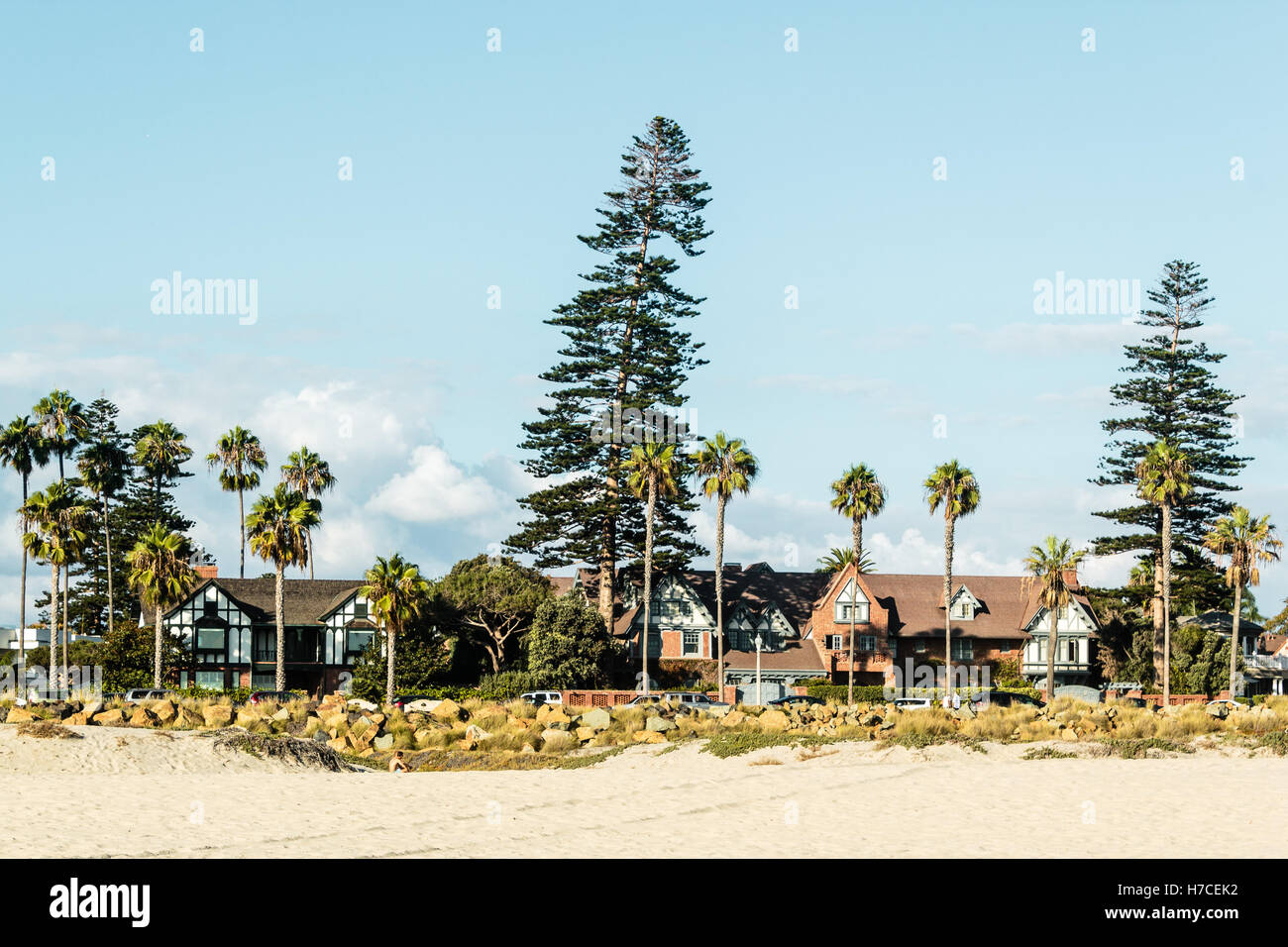 Foto di case e alberi di palma a Coronado Beach San Diego Foto Stock