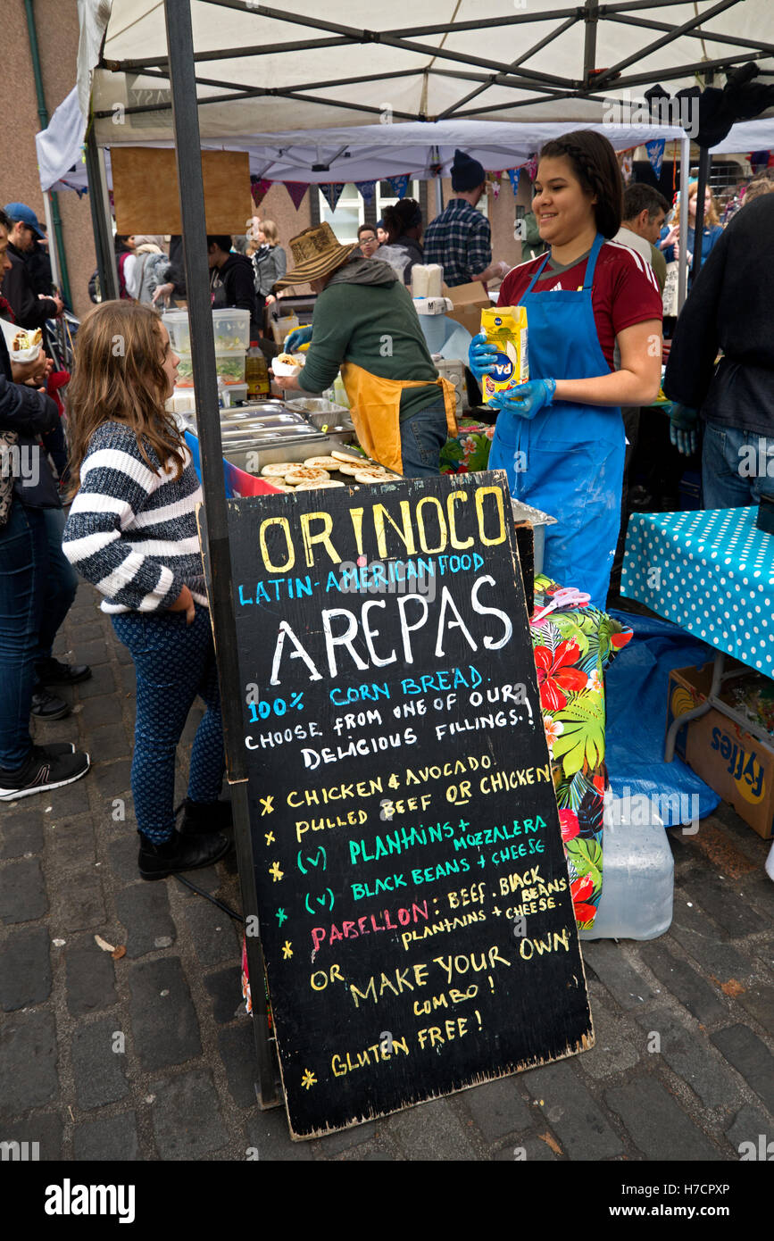 Sud Americana foodstall al Grassmarket, Edimburgo, Scozia, Regno Unito Foto Stock