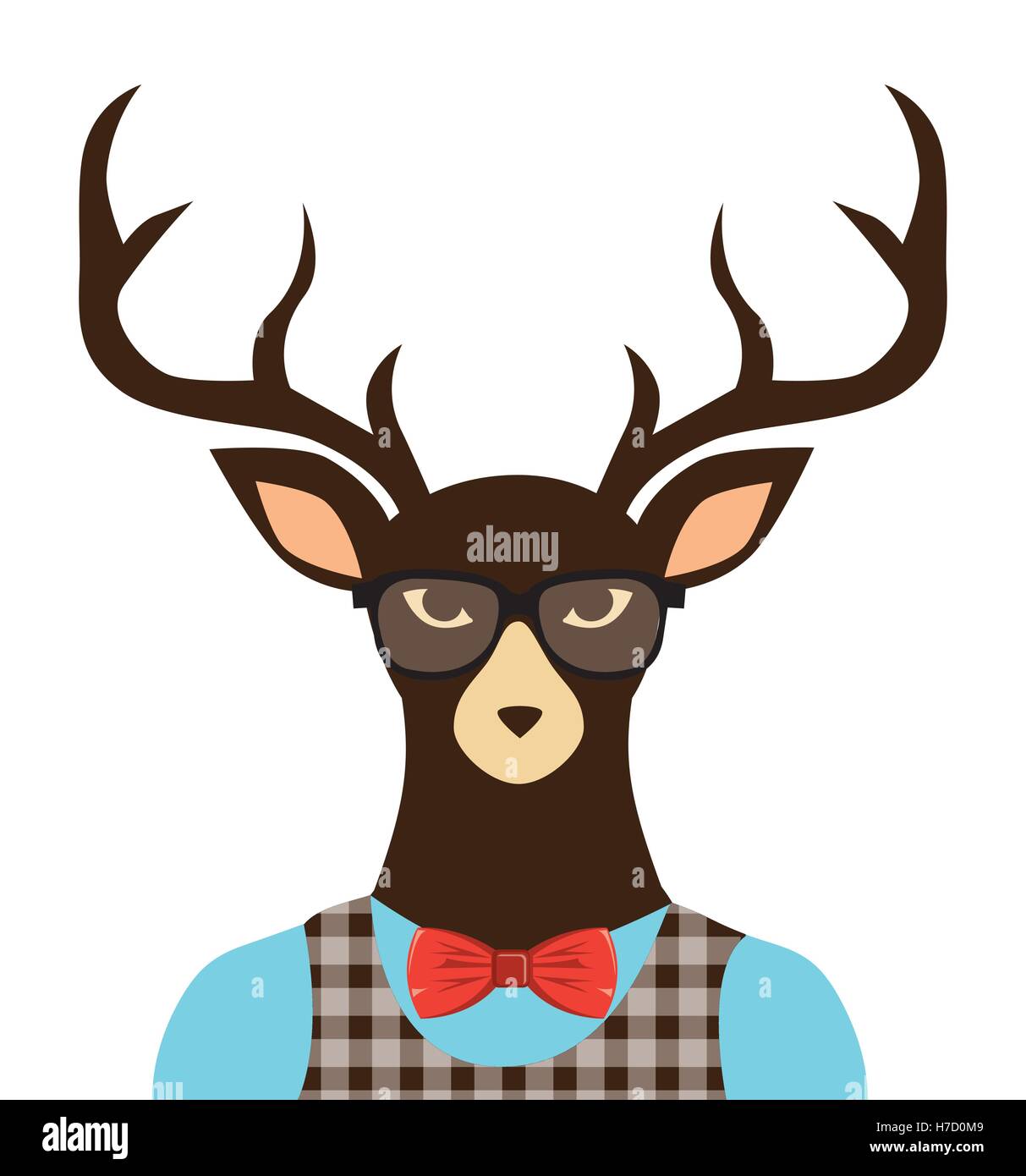 Deer hipster vestito bicchieri illustrazione vettoriale EPS 10 Illustrazione Vettoriale
