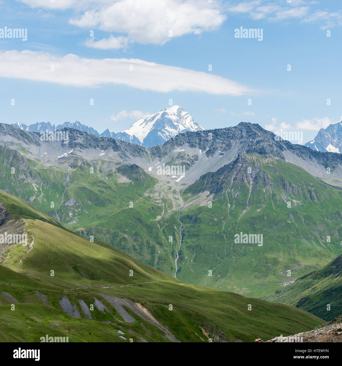 Una vista della Val Ferret a aosta italia Foto Stock